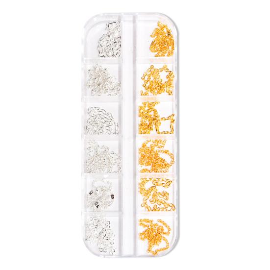 12ks Manikúrní řetízek Široké použití Vynikající kovový řetízek na nehty Šperky Náhrdelník Potřeby