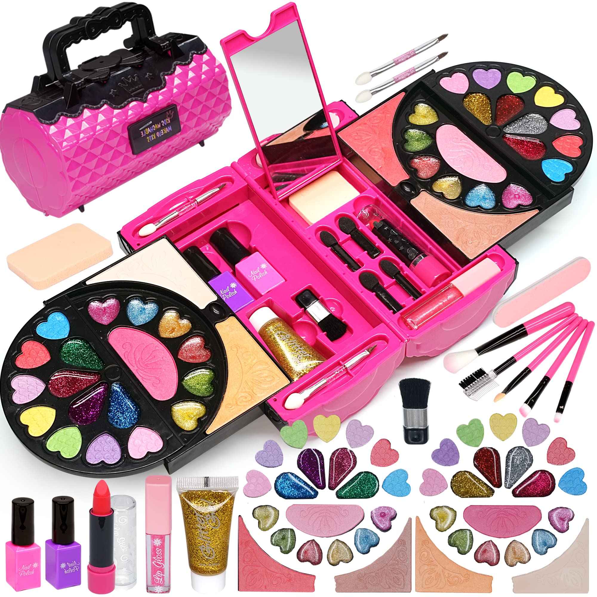 

Kids Makeup Kit for Girls Kids Makeup Kit Toy for Realistic Pretend Play Set for Gift for Ages - Girls, Washable, Makeup, Non-Toxic, Toddlers, 3-12