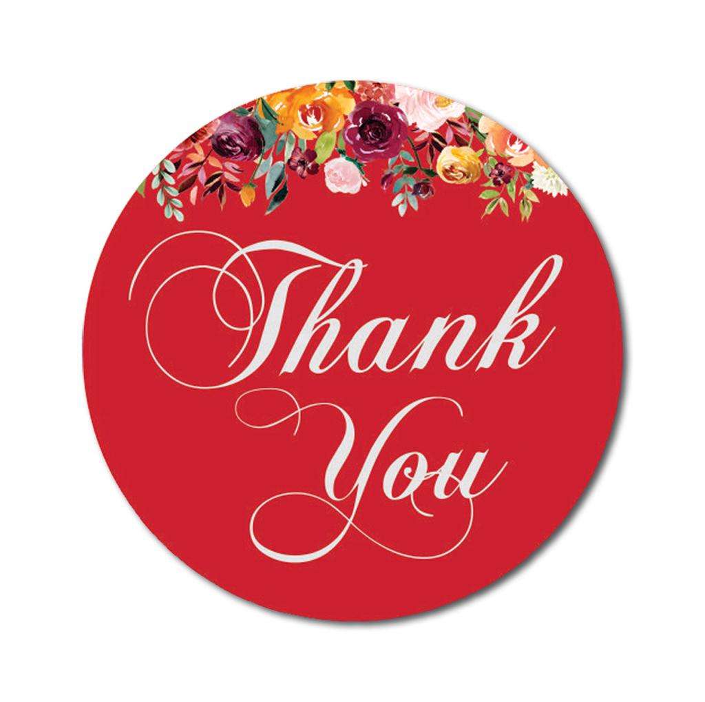 Darling Souvenir 45 Pcs Fuchsia Pink Round Floral Thank You Stickers DIY Envelope Seals-1.6