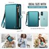 XIMAND Passport Holder Wallet Bag with 11 Card Slots and Passport Photo RFID Wristlet Travel Green Pocket, Pocket, Zippered, Blocking, Strap, Bag,