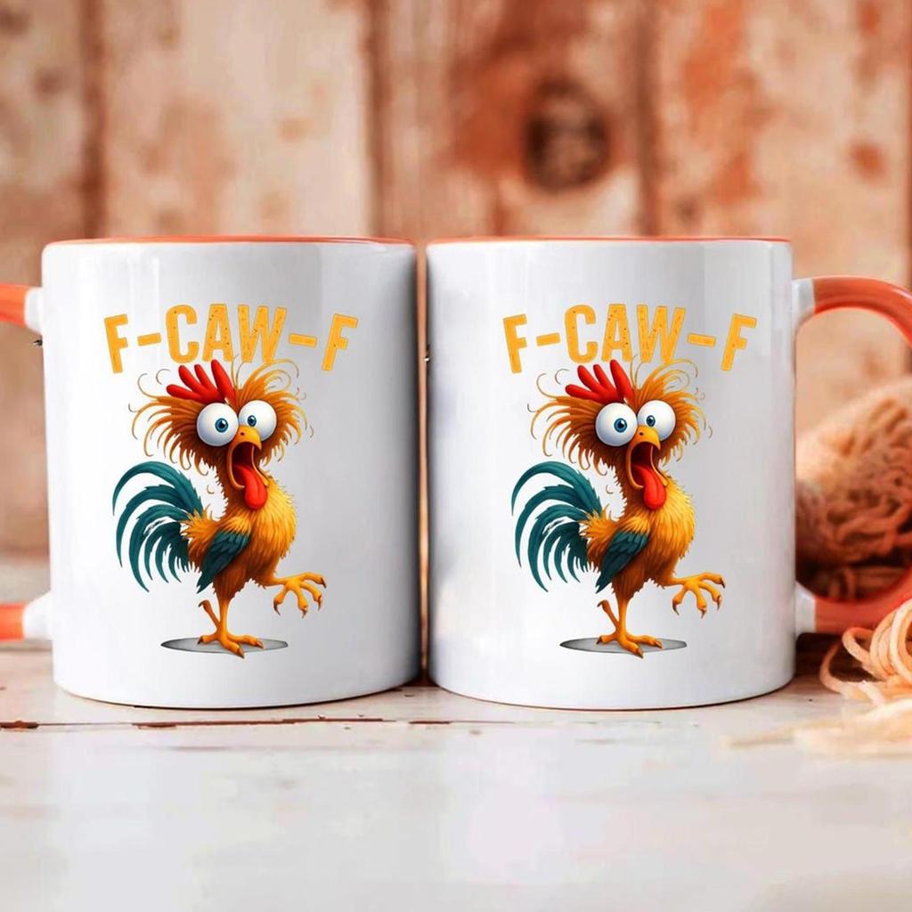 Funny Coffee Cups 350ml Ceramic Drinking Container Fun Coffee Mugs Tea Cup for Men Women Friends Family Coworkers Chicken Lovers