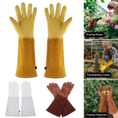 S-XL Gartenhandschuhe, Rosenschnitt, Dornen, schnittfeste Büsche, lange Lederstulpen, 1 Paar