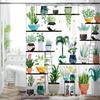 Gröna Växtblad Tryck Duschdraperier Akvarell Boho Blommigt Vattentätt Modernt Badrum Badkarsdraperi Rumsdekor Med Krokar