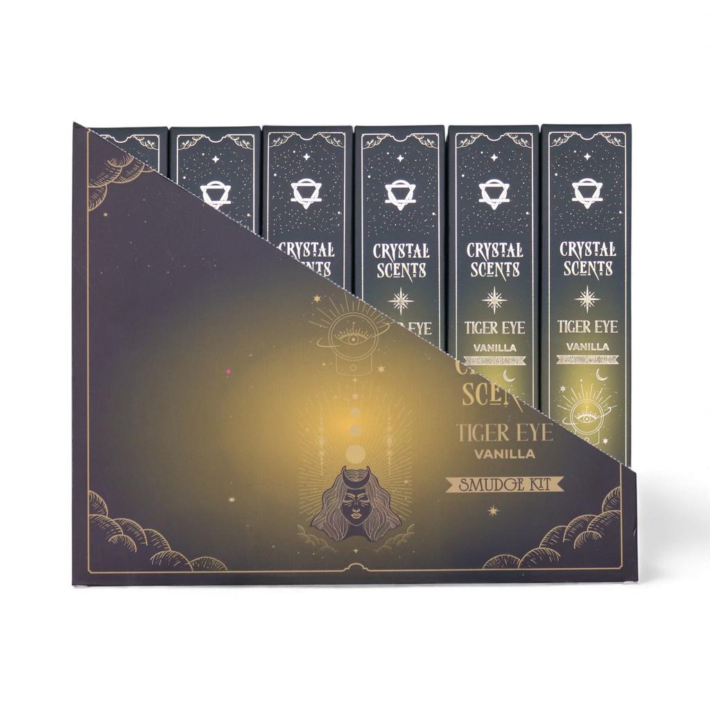 6x Tiger Eye Crystal Scents Smudge Incense – Vanilla