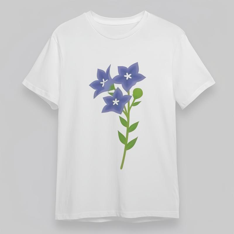 

Women s Plus Size Comfortable Classic T-Shirt Blue Floral Graphic Cotton Tee 4XL