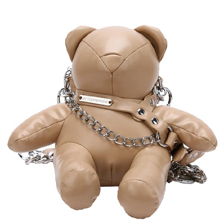 PU Leather Phone Sleeve with Chain Cute Bear Shape Purse Small Crossbody Bag хаки