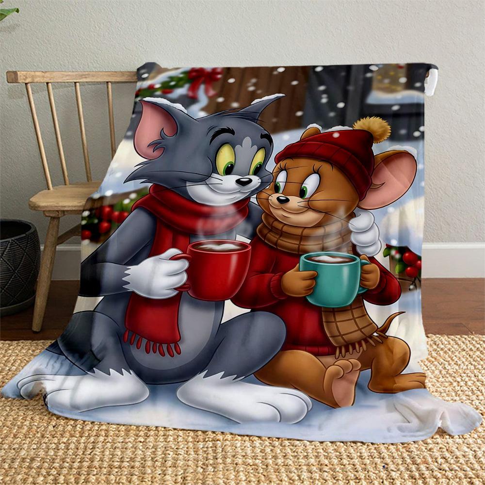 1pc Tom and JerryOutdoor Flannel Blanket Soft Plush Decor for Picnics, camping,Bedroom, Playroom, or Lunch Breakn1207A