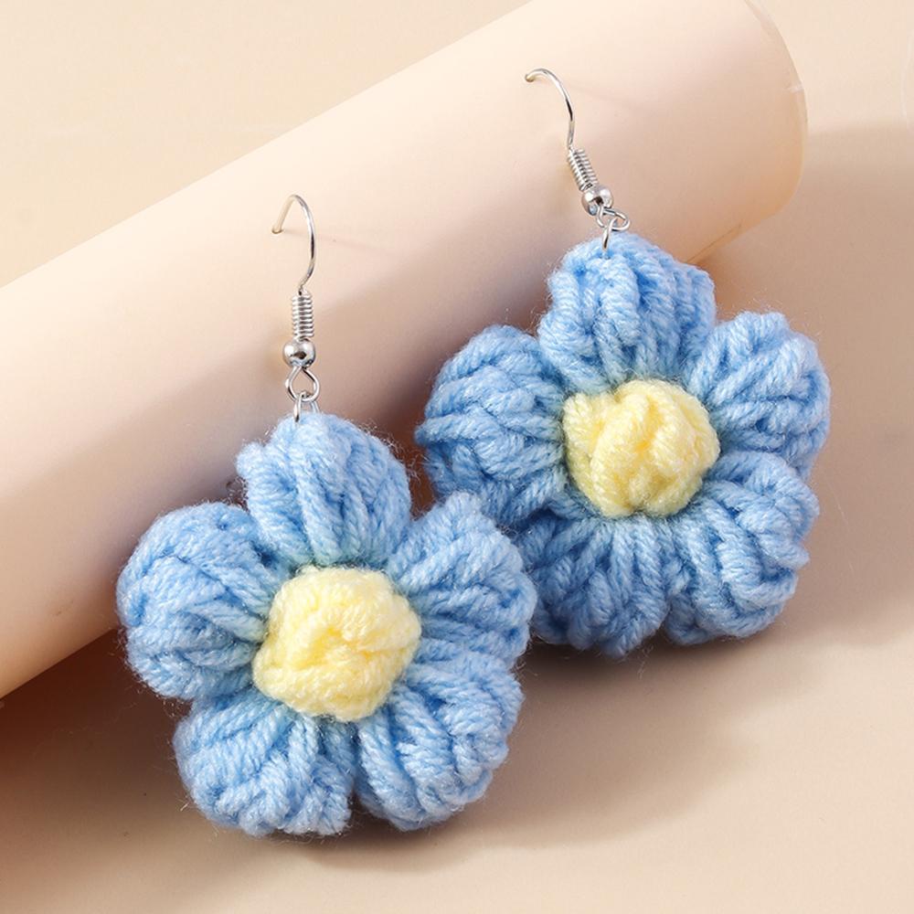 Fashion Handmade Knitted Sunflower Earrings for Women Girls Flower Dangle Drop Earrings Party Holiday Jewelry Gifts