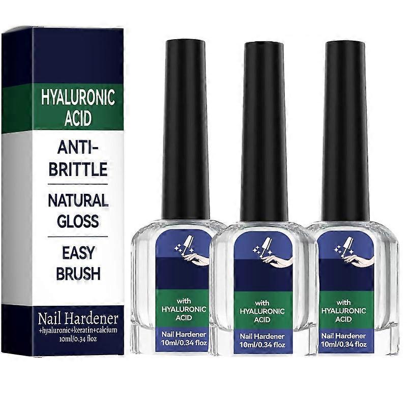 3x Indurente per Unghie all'Acido Ialuronico, Siero per la Crescita Rapida delle Unghie, Indurente Smalto Anti-Fragilità Trattamento Naturale per Unghie Danneggiate