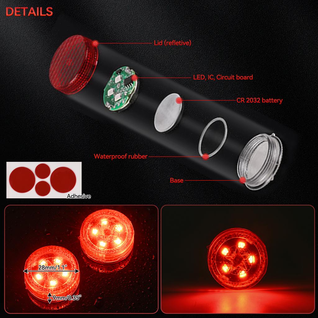 Drahtlose LED-Warnleuchten für Autotüren, runde Sicherheitsleuchten, Blitzlichter, Auffahrunfall-Notlicht, Autozubehör