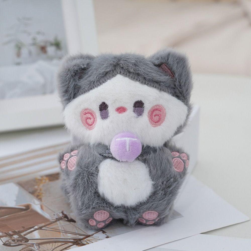 Stuffed Coffee Cat Plush Keychain Hugging Animal Plush Key Chain Cute Cat Plush Doll Children