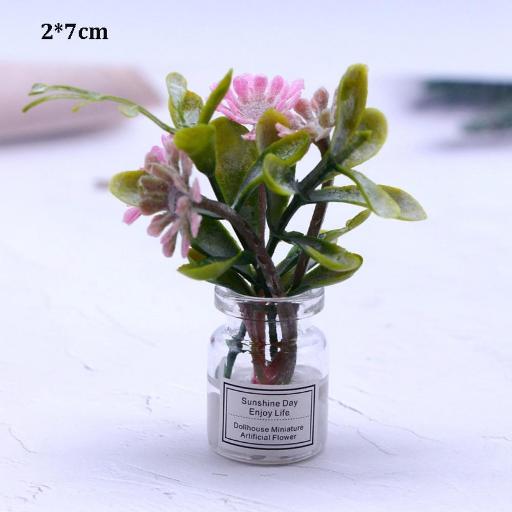 1:12 Dollhouse Miniature Simulation Vase 8 Styles Finished Flower Miniature Dollhouse Decorations