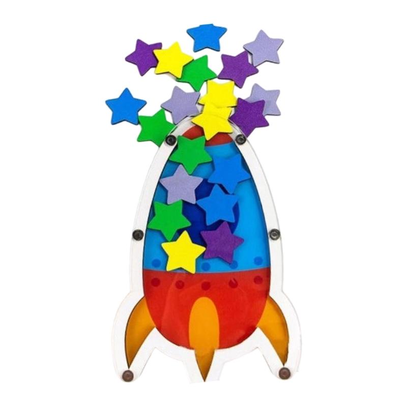 Kids Stars Reward Jar Children Motivational Reward Jar Rockets Reward Jar Home and School Supplies for Good Behavior 1