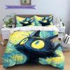 Starry Sky Black Cat  Pattern Bedding Quilt Set Quilt Cover Pillowcase Home Decoration  Gift (1 * Duvet Cover + 2 * Pillowcase, Without Core)