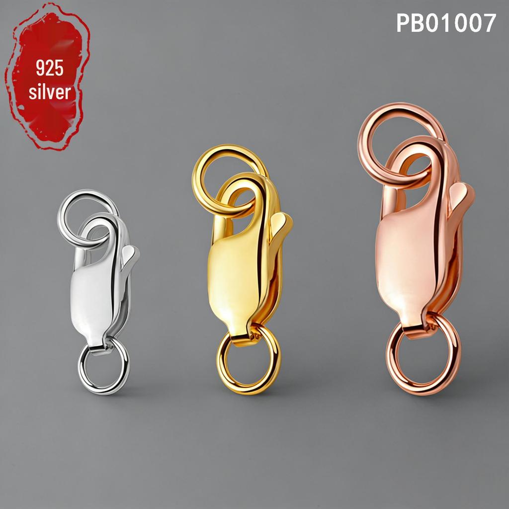 S925 Sterling Silver Spring Lobster Clasp for Necklaces, Bracelets & DIY Jewelry