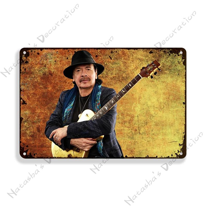 Santana Vintage Poster Music Metal Tin Sign Rock Band Metal Sign Decorative Sign Bar Pub Garage Metal Plate Retro Metal Plaque