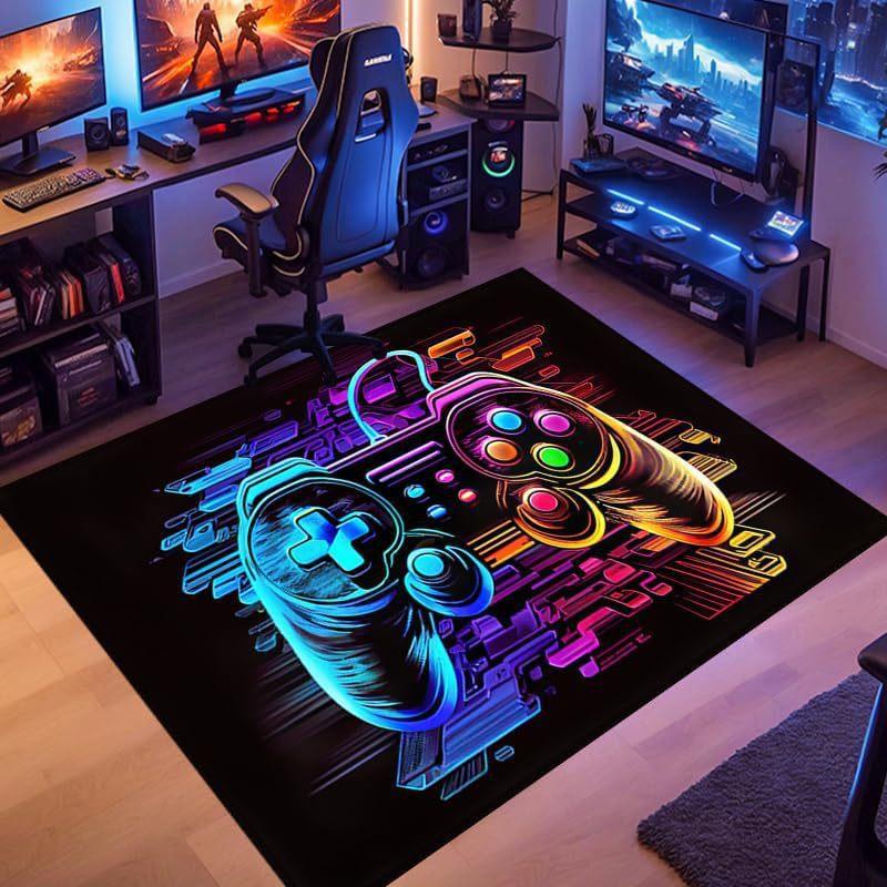 Gaming for Boys Room Gamer Casual Carpet with Controller Design Rug for Game Room Bedroom Decor Non-slip Machine Washab Mat