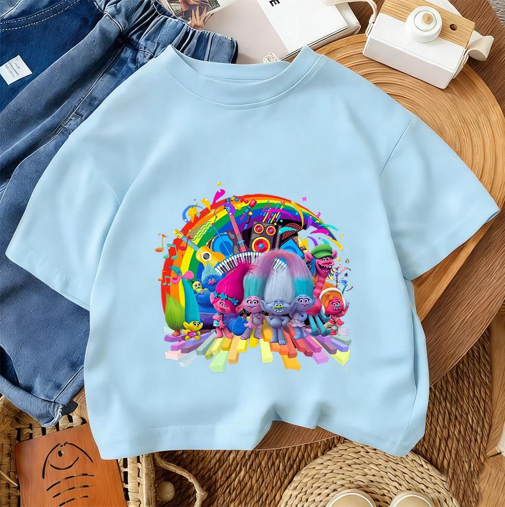 Fashion Children T Shirt Trolls Cute Kawaii Design Boys Girls Summer Street Style Crew Neck