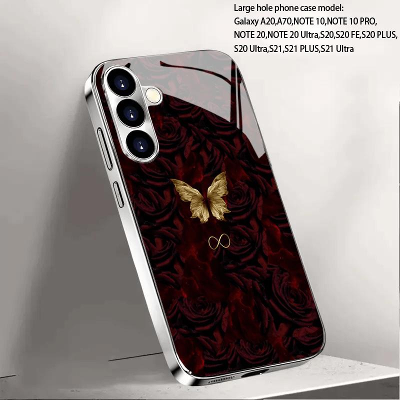 Elegant Dark Rose phone case s26 ultra case glass mobile phones for Samsung Galaxy S26 S25 S24 S23 S22 FE Ultra Plus
