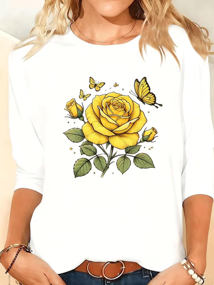 (Asian Size) love letter trend cute Women Clothing Long Sleeve T Shirt Tee Print autumn winter spring Casual Fashion Top o-neck Graphic T-shirts