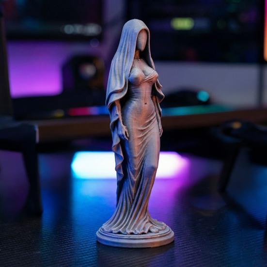 3D Printed Veiled Goddess Statue Artistic Wearing Veil Women Figurine Sculpture Decoration for Home Office Living Room Desktop