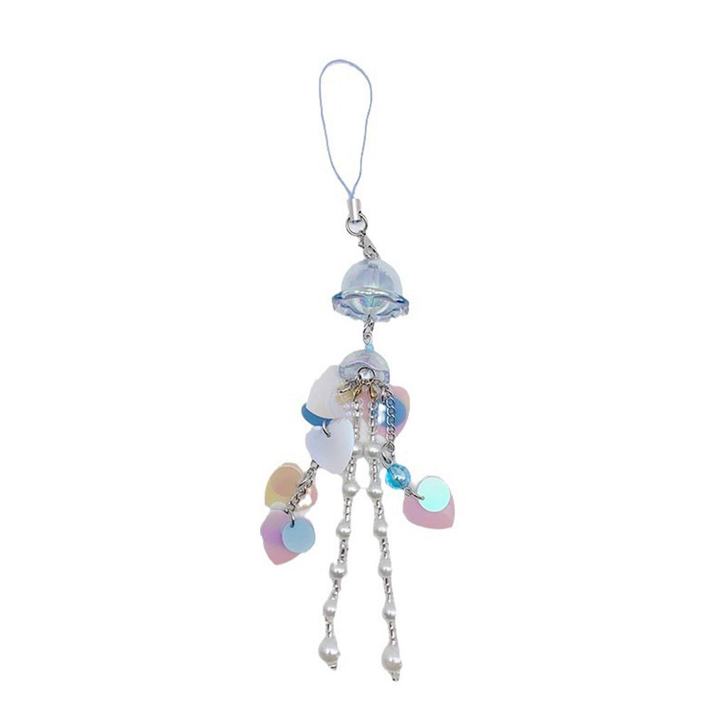 Sparkling Phone Decoration Charm Pendant Charming Jellyfish Shaped Pendant Phone Lanyard Stylish Keychain Charm Ornament
