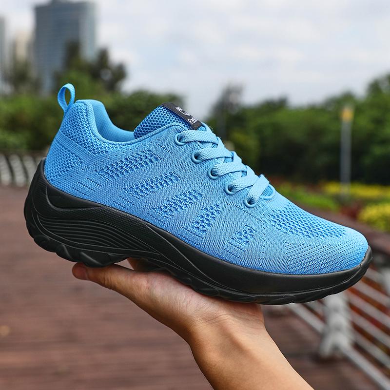 

Women s New Single Shoe Platform Lace Up Jogging Mesh Outdoor Walking Designer Thick Soled Casual Sports Shoes De Mujer 36 небесно-голубой
