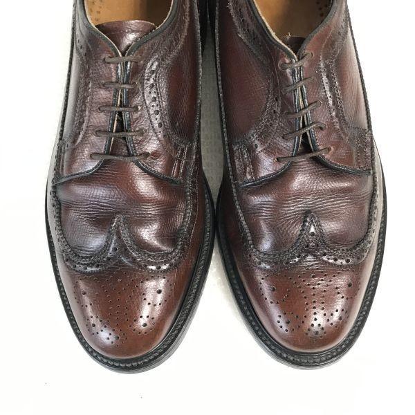 70s-80s USA made Vintage UFCW leather Goodyear welt long wingtip 7.5EEE 25.5 brown O'Sullivan heel(USED)
