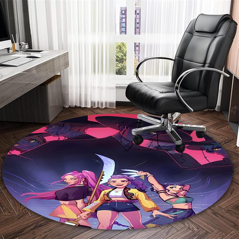 1pc KPop Demon Hunters28 Print Round Carpet Chair Round Carpet Suitable for Bedroom Living Room Home Decorative Carpet