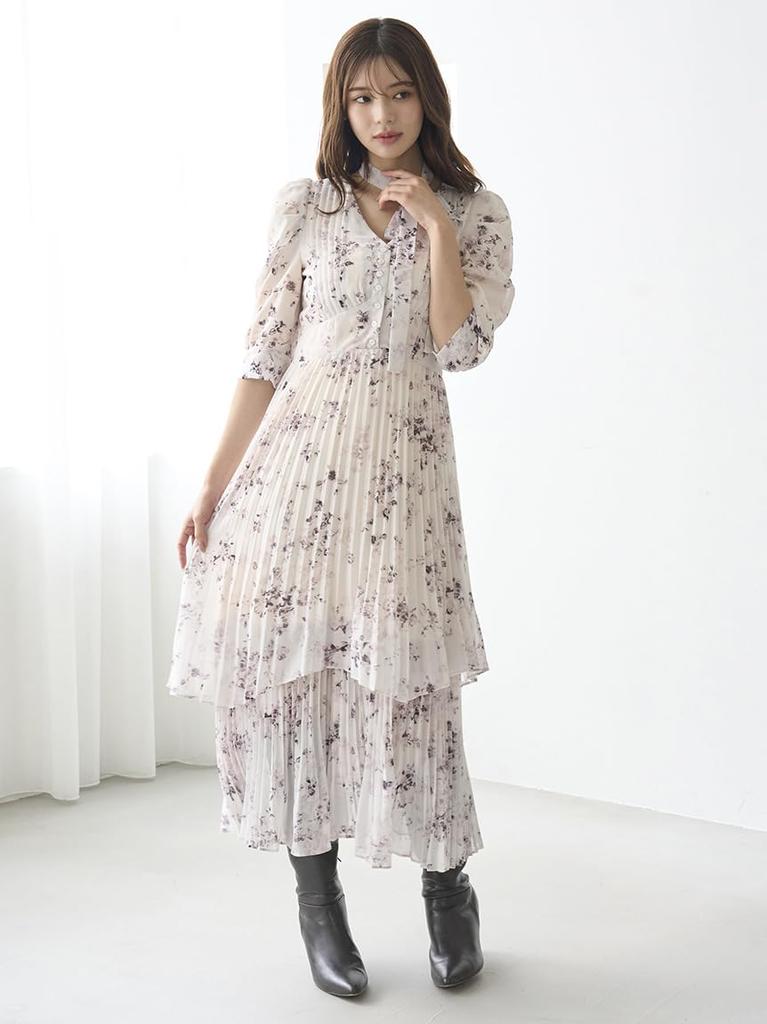 Sustina Pleated Print Dress SWFO255038IVR0