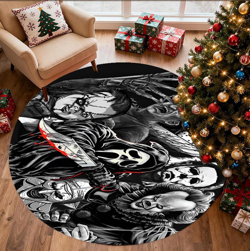 horror movie Pattern Round Rug, Indoor/Outdoor Mat, for Picnic, Gameroom, Bedroom, Office, Living Room, Home Decor Carpet, Birthday Gift