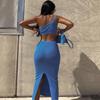 2022 Women's Summer Sexy Fashion New One Shoulder Hollow Out Fork Tight Beautiful Backpack Hip Chic Dress Women Robe Top Dresses