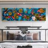 New Chinese Style Goldfish In the Lake Oil Painting Printed On Canvas Feng Shui Koi Lotus Posters for Living Room Decoration