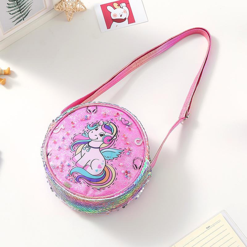 Glitter Rainbow Sequin Fanny Pack & Unicorn Crossbody Backpack for Girls