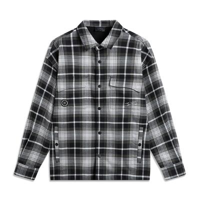 Wade Series Plaid Single-Breasted Collar Fleece Warm Loose Jacket Men Jackets Black AFDV095-1