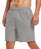 Gopune Men's Running Shorts, Quick-Dry Sweat-Wicking Sports Half Pants with Zipper Pockets, for Soccer Tennis Marathon Hiking (Light Gray, 2L)