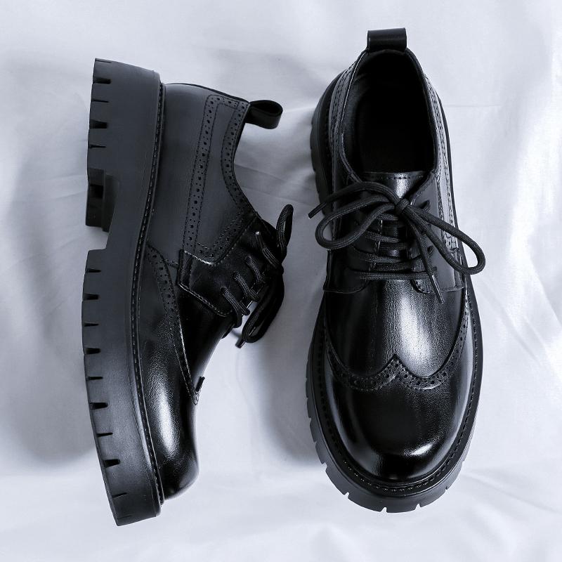 Moda Moda Męskie Casualowe Skórzane Buty Brytyjskie Biznesowe Buty Klasyczne Męskie Sznurowane Oksfordy Eleganckie Obuwie Brogowe Trampki