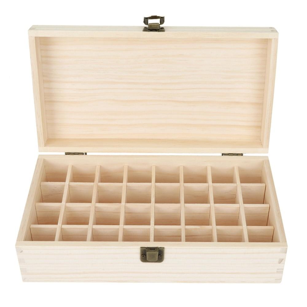 Wooden Material 32 Grids Wooden Essential Oil Storage Box 36 Bottles Capacity Aromatherapy Fragrance Bottle Organizer