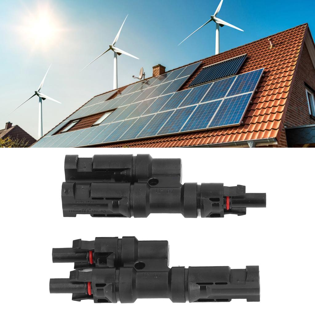 1 Pair Solar Branch Connector 2 to 1 Male Female Waterproof for PV Panel Cable 40A 1000V DC