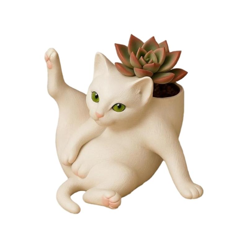 Kitties Themed Resins Plant Pot For Small Succulents Multipurpose Home Decoration Gardening Gift Pet Lover