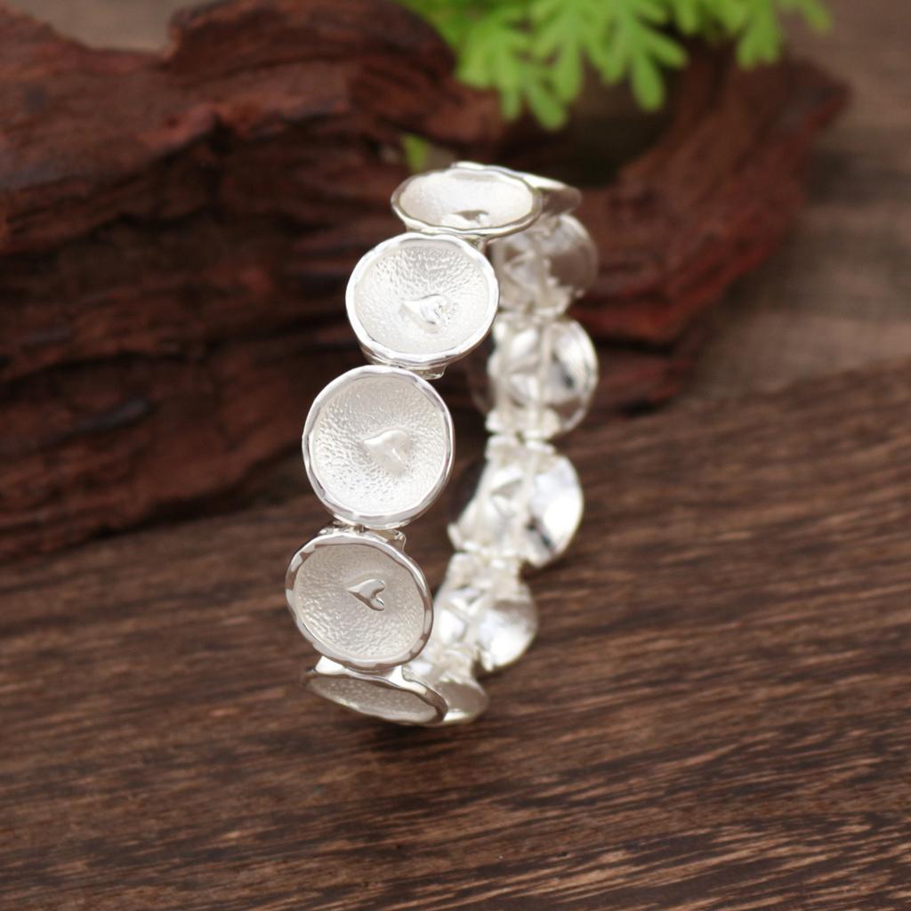 Enamel Color Round Love Elastic Bracelet, High-end Women's Versatile Heart-shaped Alloy Bracelet