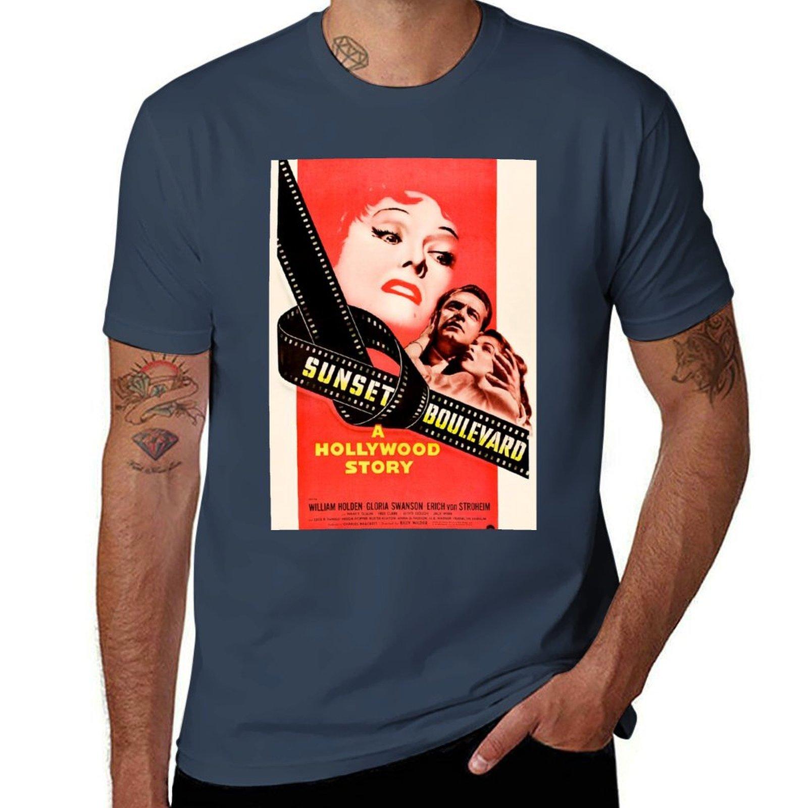 Sunset Boulevard vintage movie poster TShirt Breathable Gym Short Sleeve TShirt S