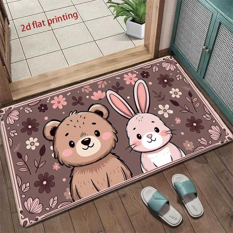 Cute Bear & Bunny Pattern Living Room Decoration Home Sofa Non-Slip Carpet Study Bedroom Tatami Children'S Soft Floor Mat