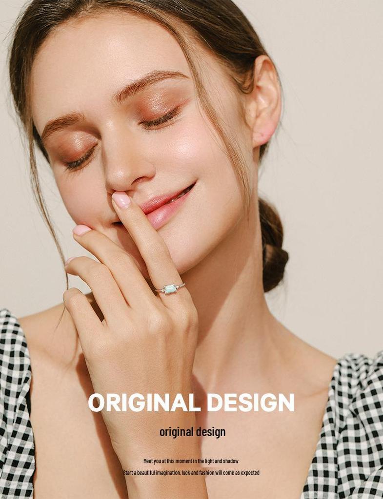 Modian S925 Sterling Silver Opal Ring - Korean Style, Light Luxury, Versatile, High-End Feel for Women's Temperament.