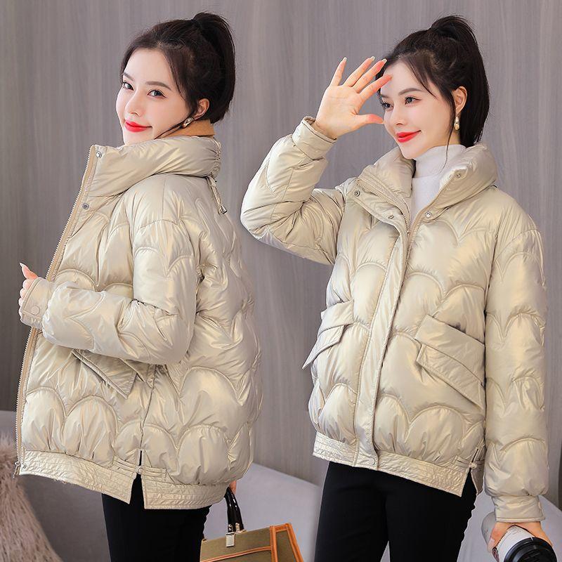 

Глянцевая хлопковая одежда женская короткая зимняя новая свободная хлопковая одежда маленькая хлопковая куртка 2XL suggestion [140-80kg] хаки