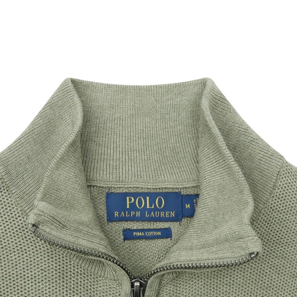 Polo Ralph Lauren Solid Color Small Pony Logo Embroidered Half-Zip Knit Long Sleeve Sweatshirt Men Sweatshirt Light-Green MNPOSWE16820406-300