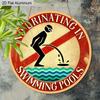 2D Flat Vintage Warning Aluminium Sign - Unique Figurine Ornaments with No Urination In Swimming Pools - Swimming Pools Hanging Ornament - No