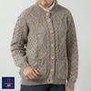 Cooper Cable Crew Neck Made in Winter J.M. Women's Cardigan, England, Wool, Thick, (Size L, Beige)