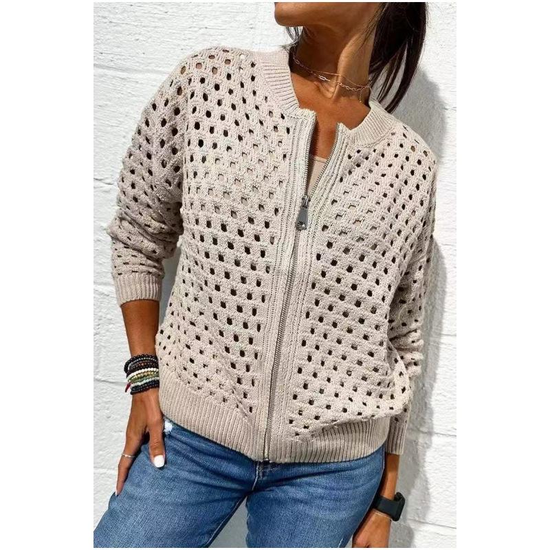 Women's Summer Zipper Sweater: Slimming Mesh Fashion Jacket
