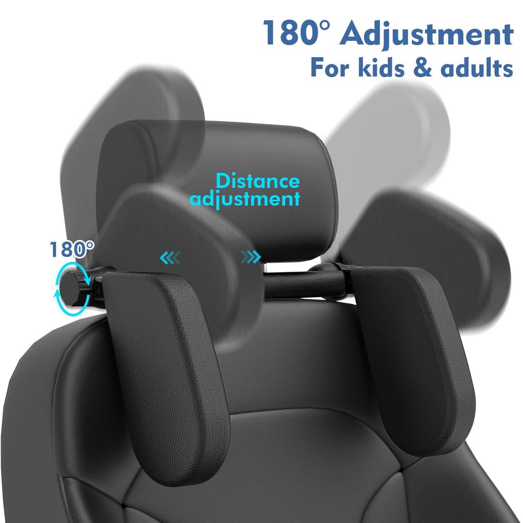 JZCreater Headrest Car Neck Pillow Travel Headrest Adjustable Sleep Posture Support Easy Installation Suitable for Kids and Adults U-Shape 180°